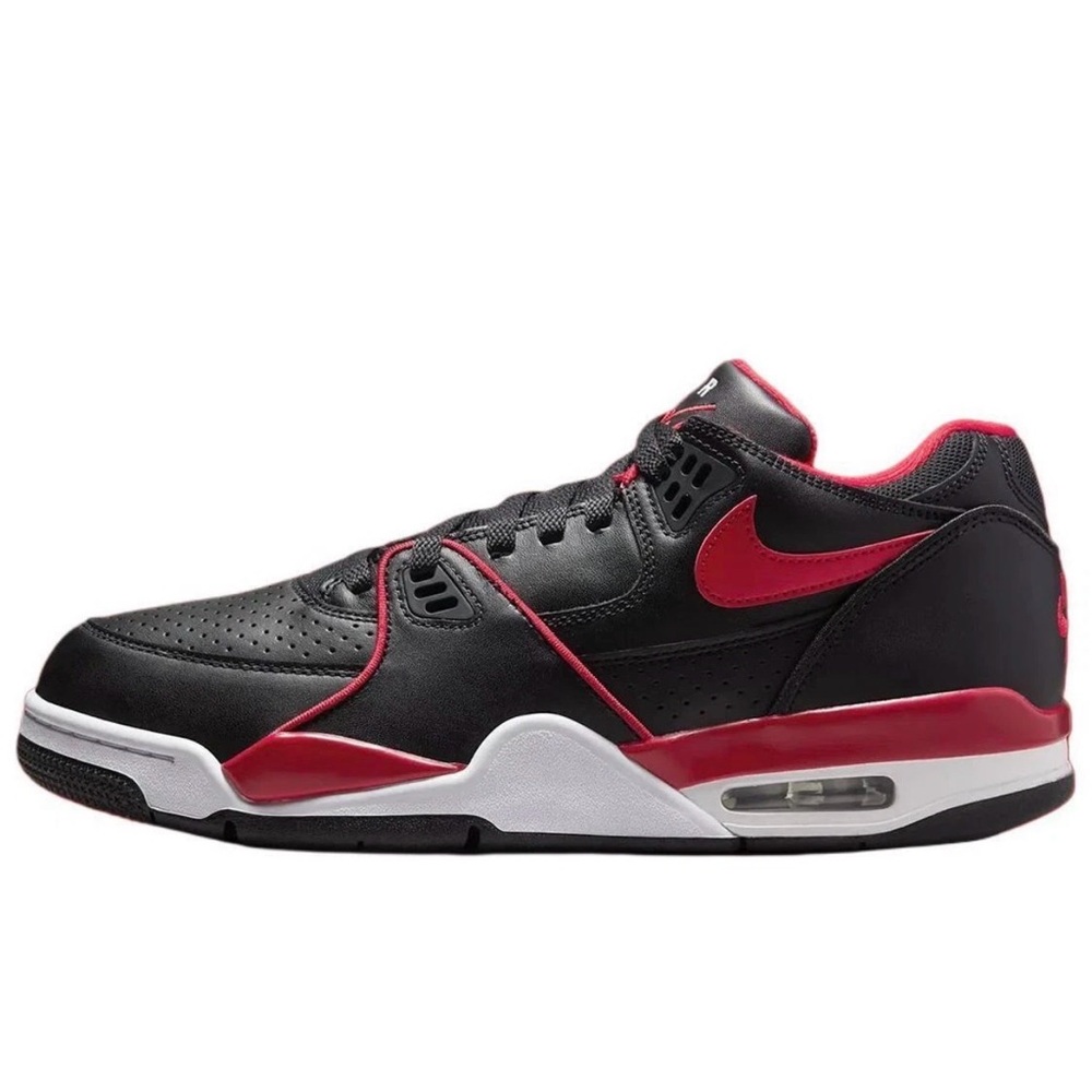New Men Nike Air Flight 89 Low Bred  FZ3045-001  Black/Gym Red/White